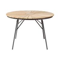 Gartentisch Ellen Teakholz ⌀ 110 cm - Anthrazit/Teakfarben, KONVENTIONELL, Holz/Metall (110/110/74cm) - Gardenson