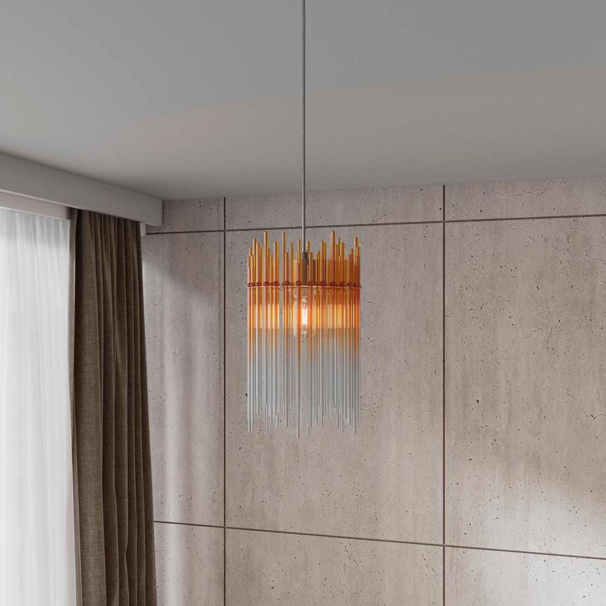HÄNGELEUCHTE STAB - Champagner/Transparent, MODERN, Glas/Kunststoff (20/20/150cm)