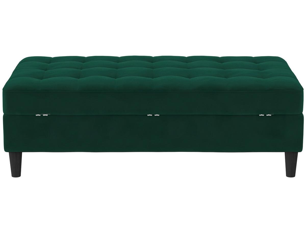 Hocker Palermo Dunkelgrün, mit Stauraum - Dunkelgrün/Schwarz, Basics, Textil (130/43/69cm) - Livetastic