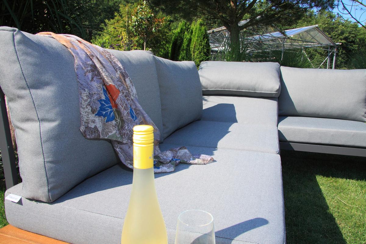 Loungegarnitur 4-Tlg. Paros Holz/Metall/Textil mit Kissen - Anthrazit/Silberfarben, Basics, Holz/Textil (243/68/243cm) - Acamp