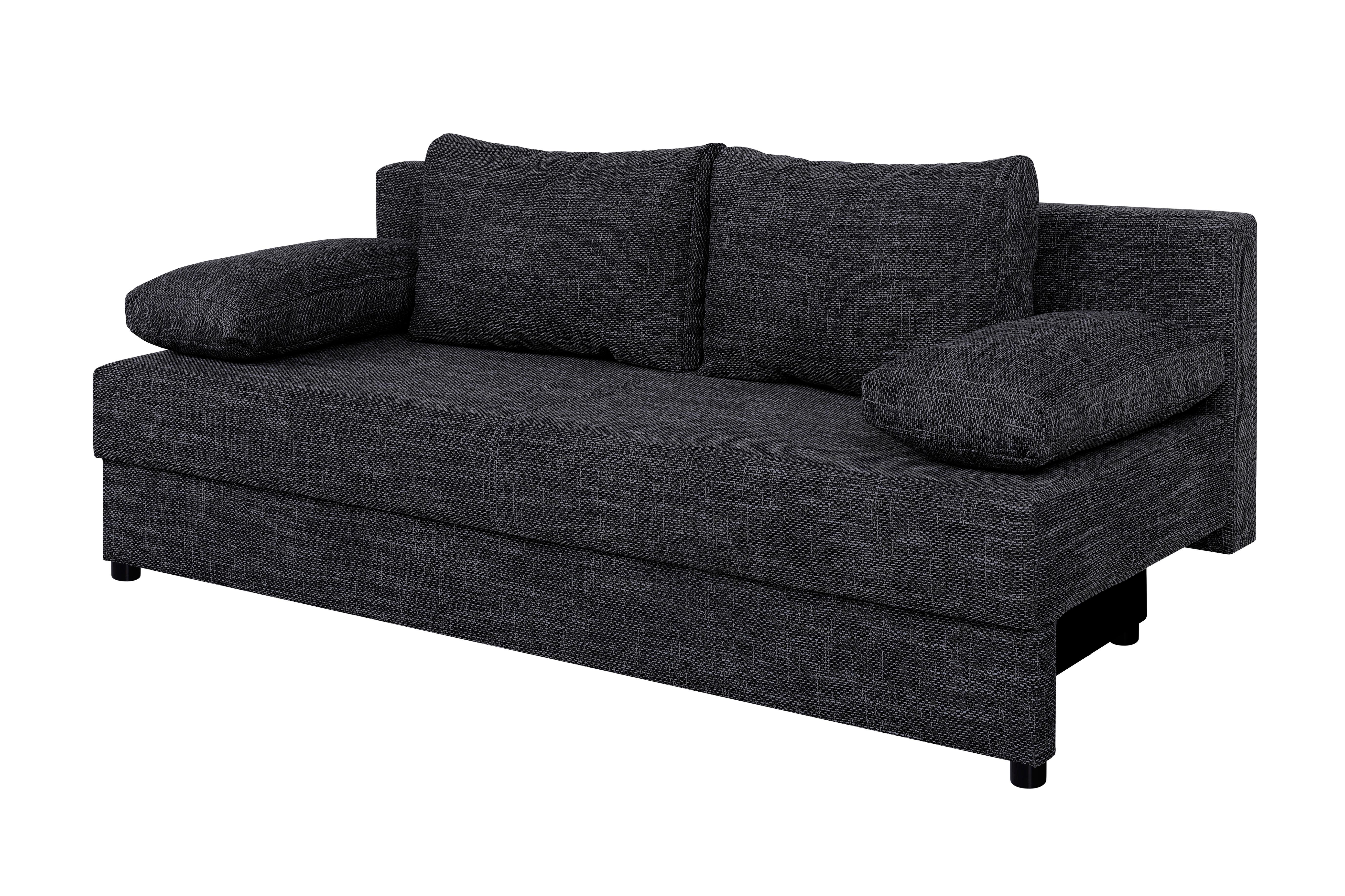 Schlafsofa Mega Schwarz B: 190 Cm - Schwarz, Design, Holzwerkstoff/Textil (190/80/75cm) - P & B
