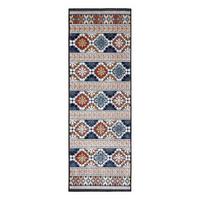 Outdoor-Teppich Dunkelblau Floral 80x230 cm Wasserabw. - Dunkelblau, Basics, Textil (80/230cm)