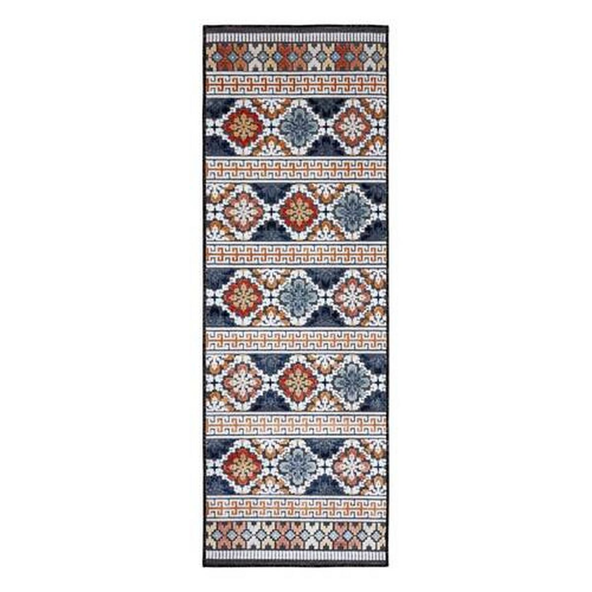 Outdoor-Teppich Dunkelblau Floral 80x230 cm Wasserabw. - Dunkelblau, Basics, Textil (80/230cm)