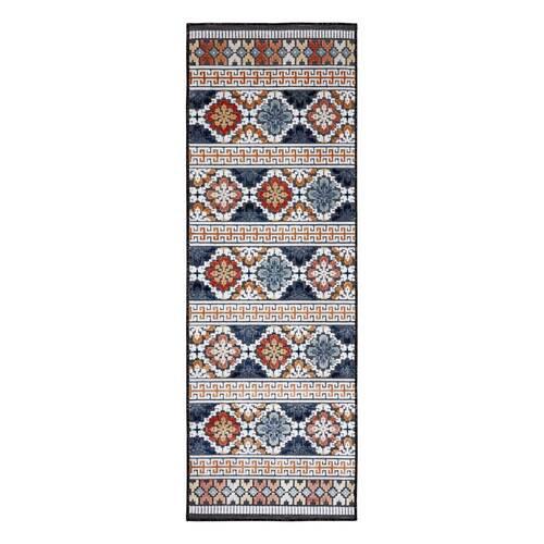 Outdoor-teppich Dunkelblau Floral 80x230 Cm Wasserabw.