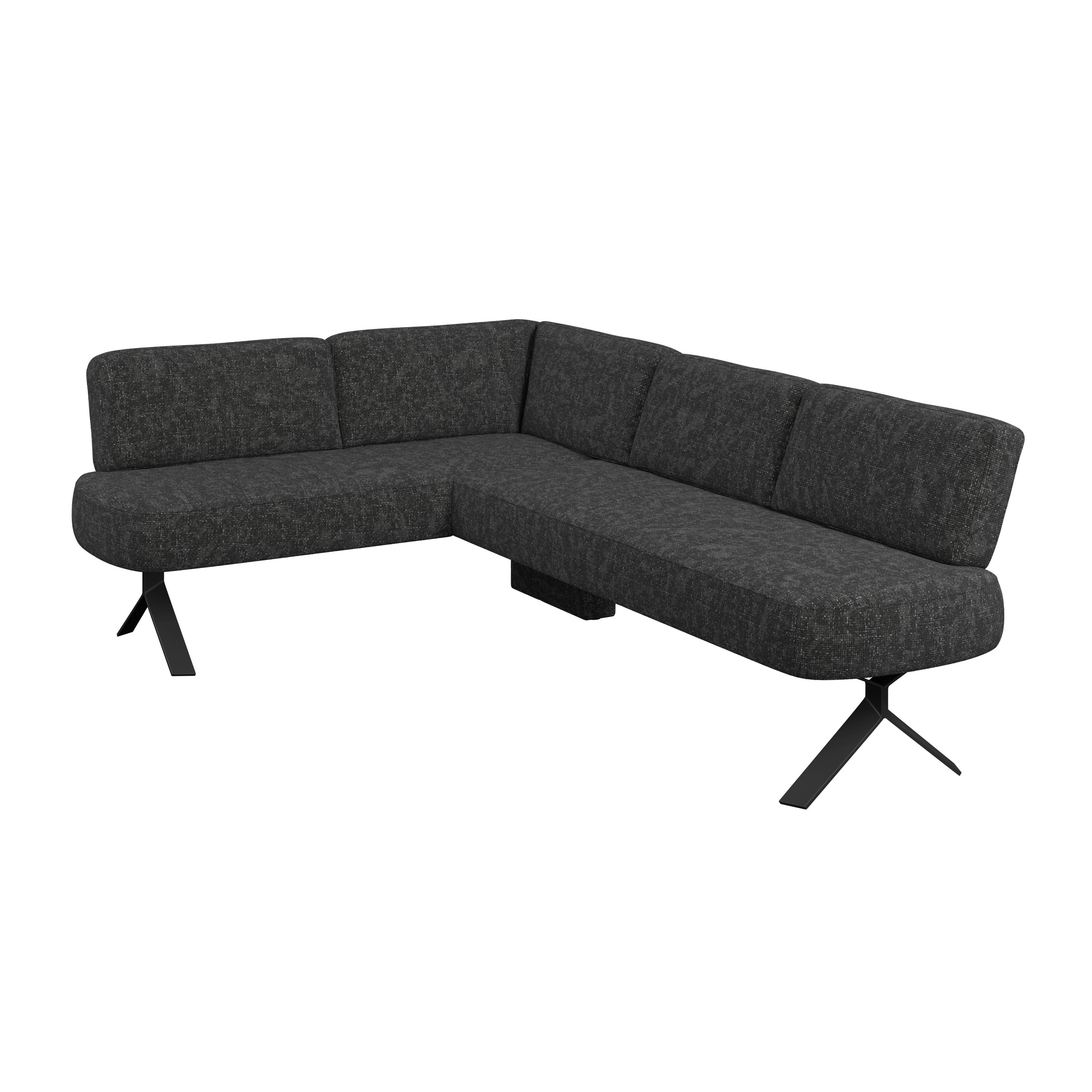 Eckbank dunkelgrau/Metallbeine Ulmo, S:176x248cm - Dunkelgrau/Schwarz, MODERN, Textil/Metall (176/248cm)
