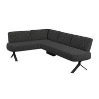 Eckbank dunkelgrau/Metallbeine Ulmo, S:176x248cm - Dunkelgrau/Schwarz, MODERN, Textil/Metall (176/248cm)