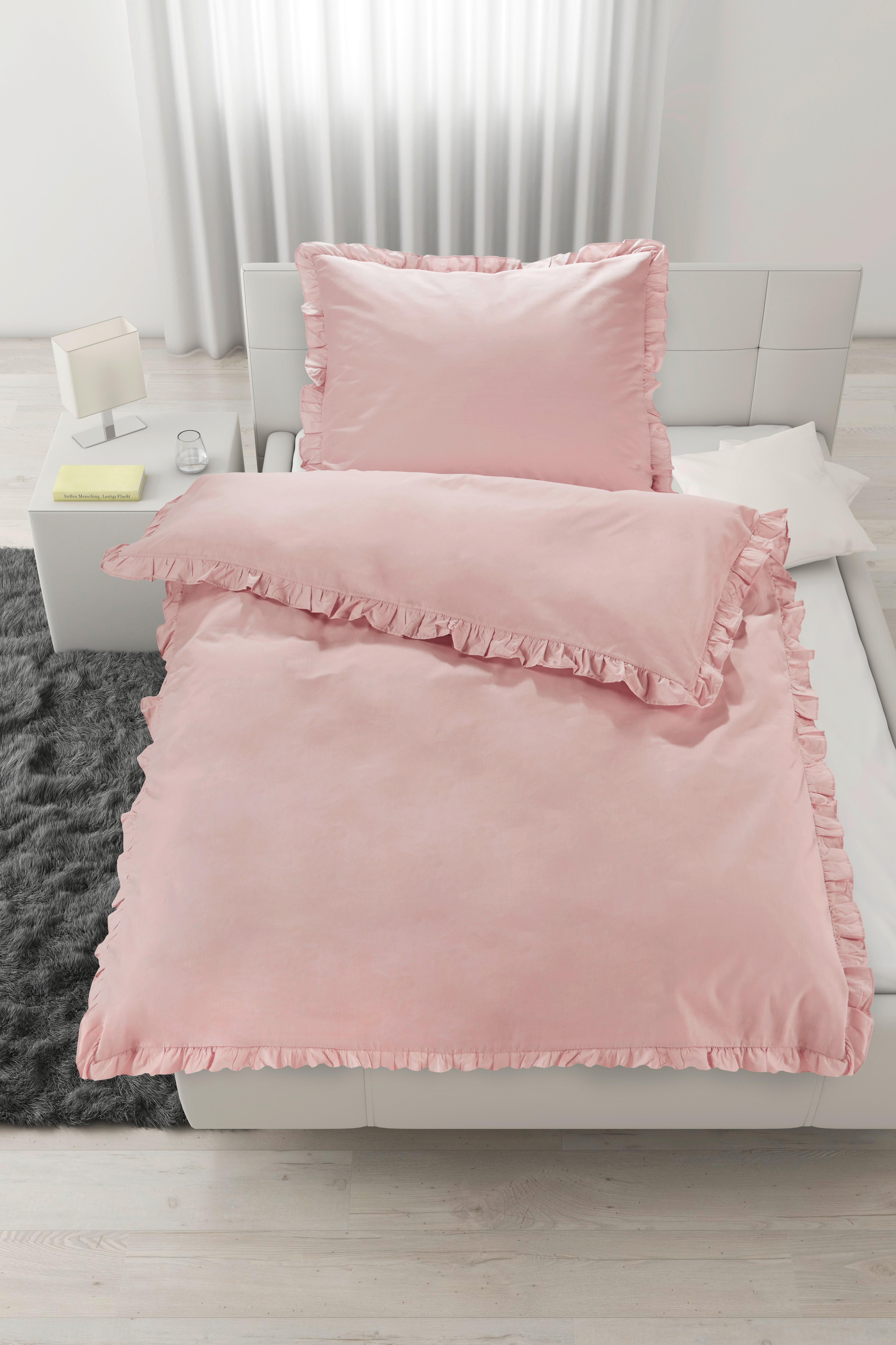 POSTEĽNÁ BIELIZEŇ Ruschen, 70/90 140/200cm - ružová, Romantik / Landhaus, textil (140/200cm) - Zandiara