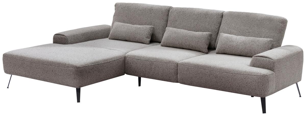 Ecksofa Astoria Graubraun S: 178x305cm - Graubraun/Schwarz, Design, Textil (178/305cm) - Livetastic