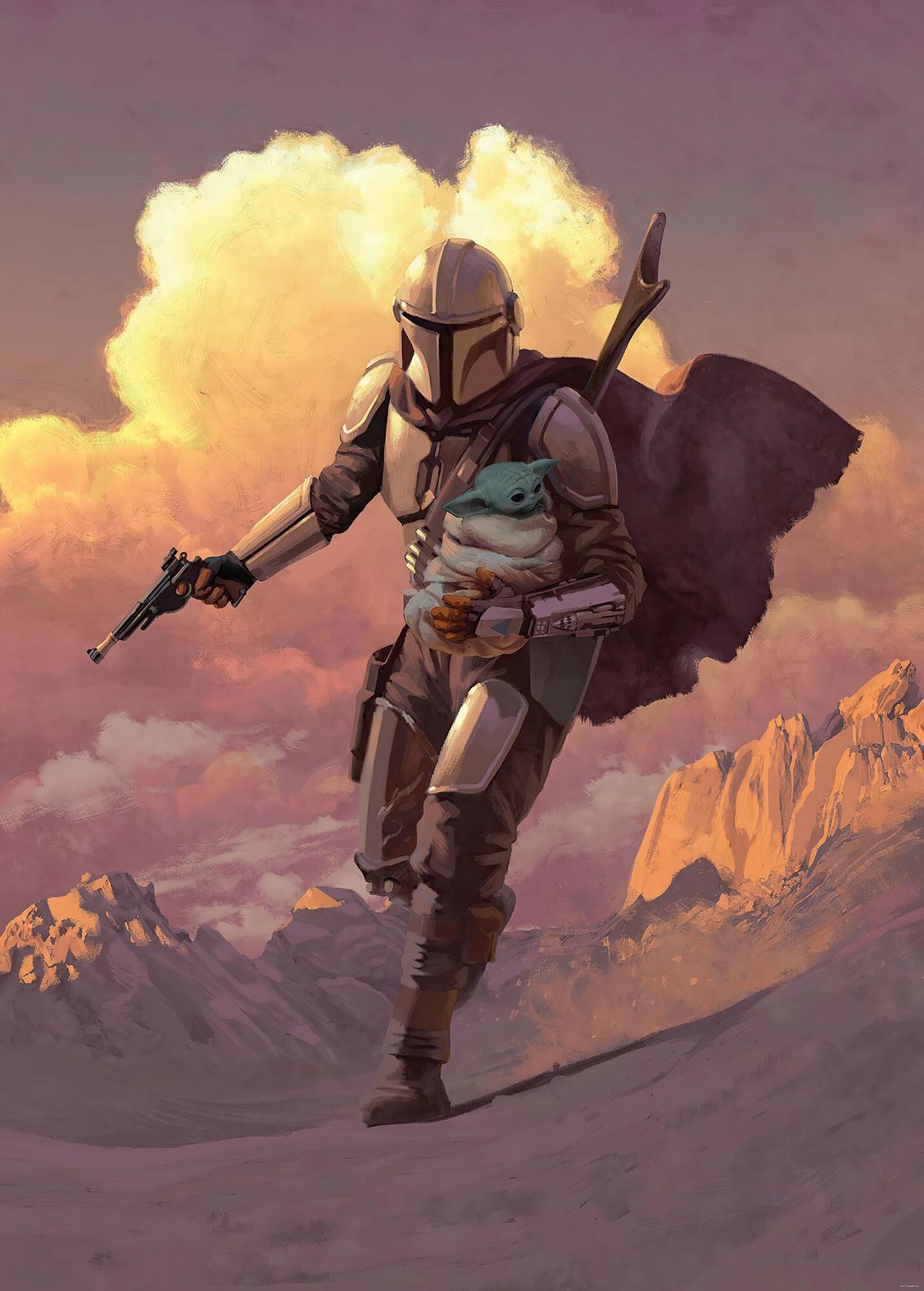 Fototapete Mandalorian Escape - Multicolor, Trend, Textil (200/280cm)