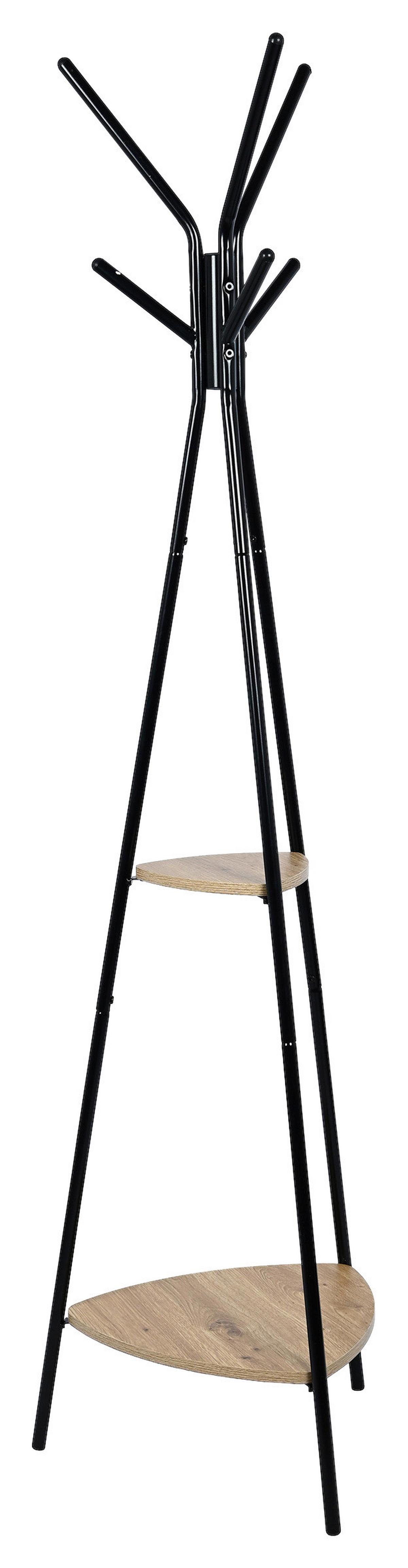 Ruhaállvány Mailand - natúr színű/fekete, Modern, faalapú anyag/fém (49/179cm)