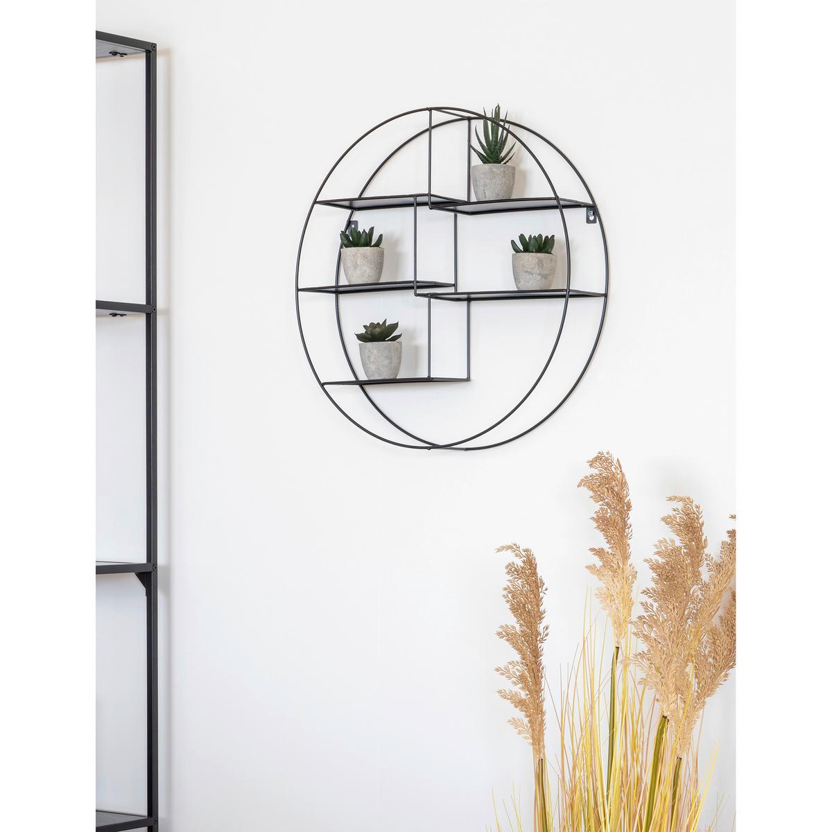 Wandregal Genk Schwarz B: 47 cm - Schwarz, Design, Metall (47/10/47cm)
