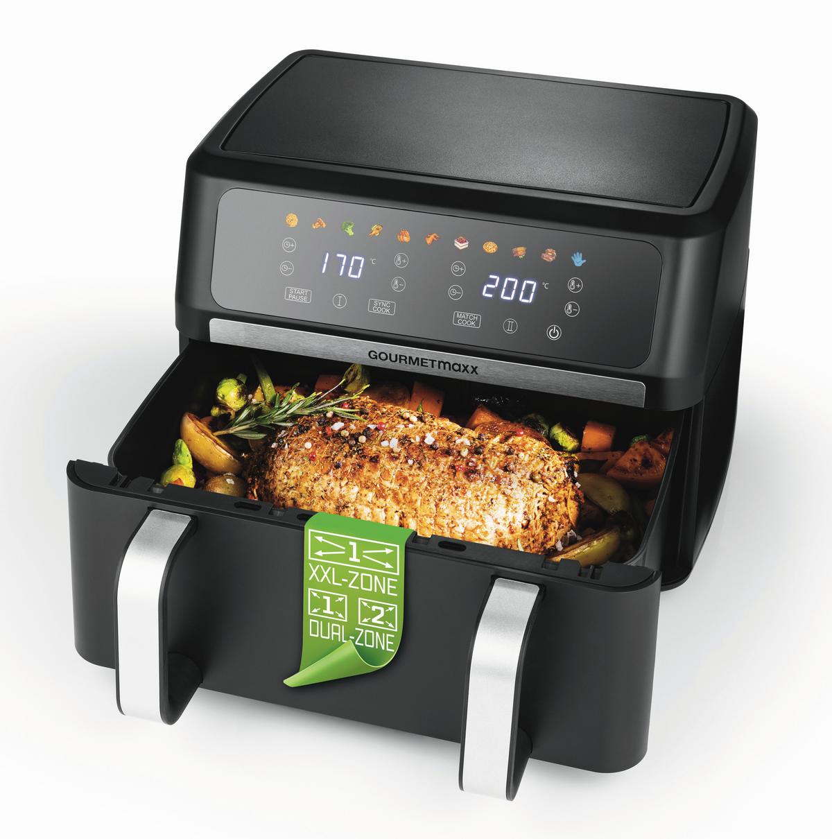 Heißluftfritteuse 16584 Gourmetmaxx - Edelstahlfarben/Schwarz, Basics, Kunststoff/Metall (40,5/35,4/29cm)