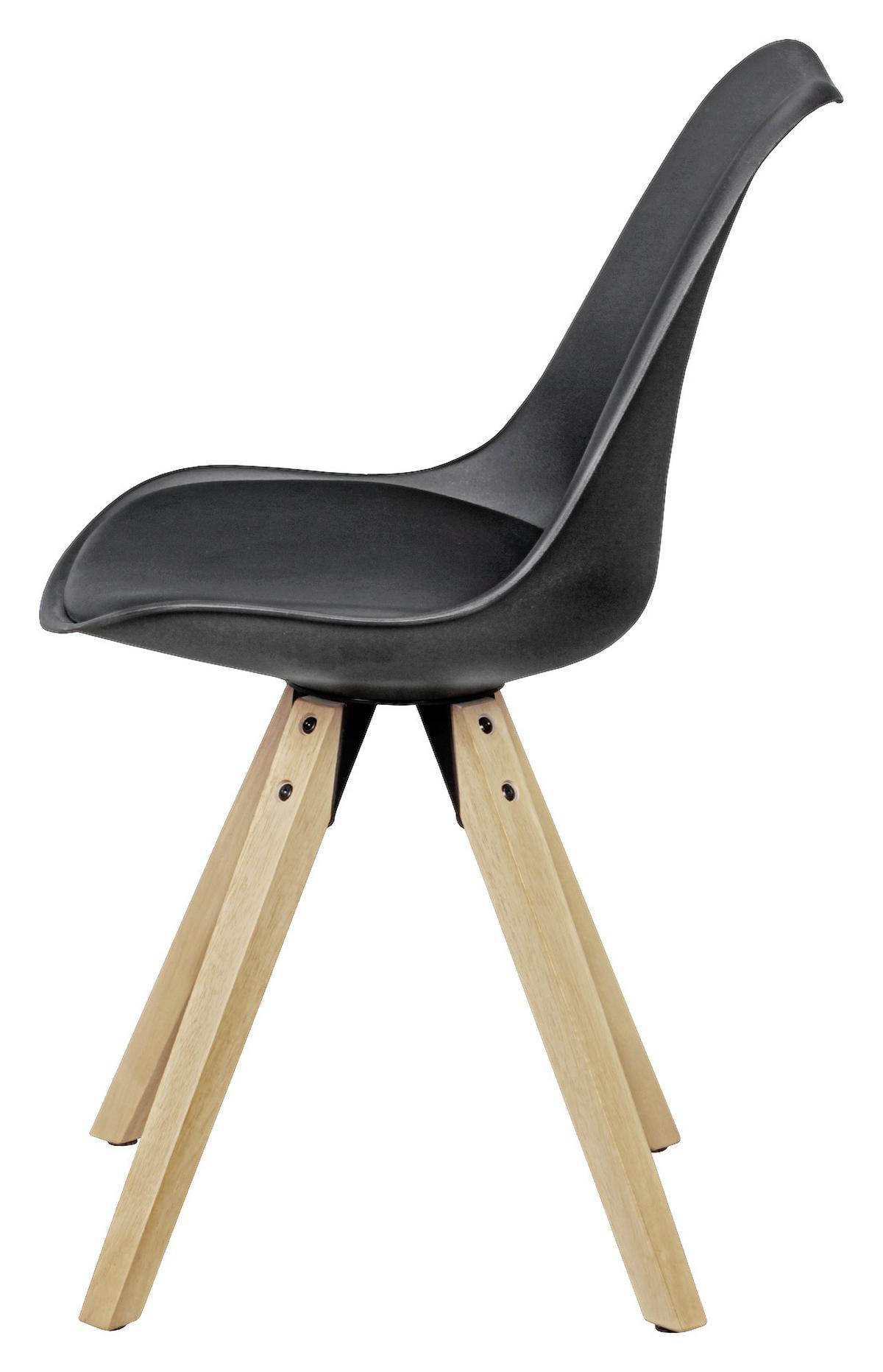 Schalenstuhl Lima Lederlook Schwarz 2er-Set - Eichefarben/Schwarz, Design, Holz/Kunststoff (48/89/48cm) - MID.YOU