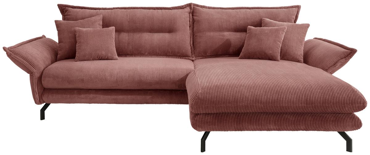 Ecksofa Lava Koralle S: 255/180 Cm - Koralle/Schwarz, MODERN, Textil (255/180cm) - Livetastic