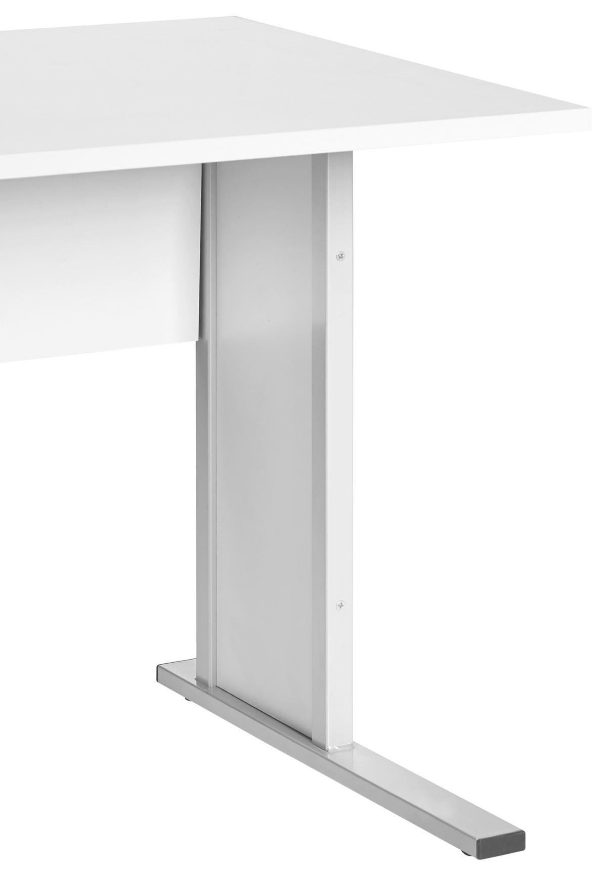 Schreibtisch B 90cm H 72,2cm Serie 4000, Lichtgrau - Silberfarben/Hellgrau, Basics, Holzwerkstoff/Metall (90/65/72,2cm) - MID.YOU