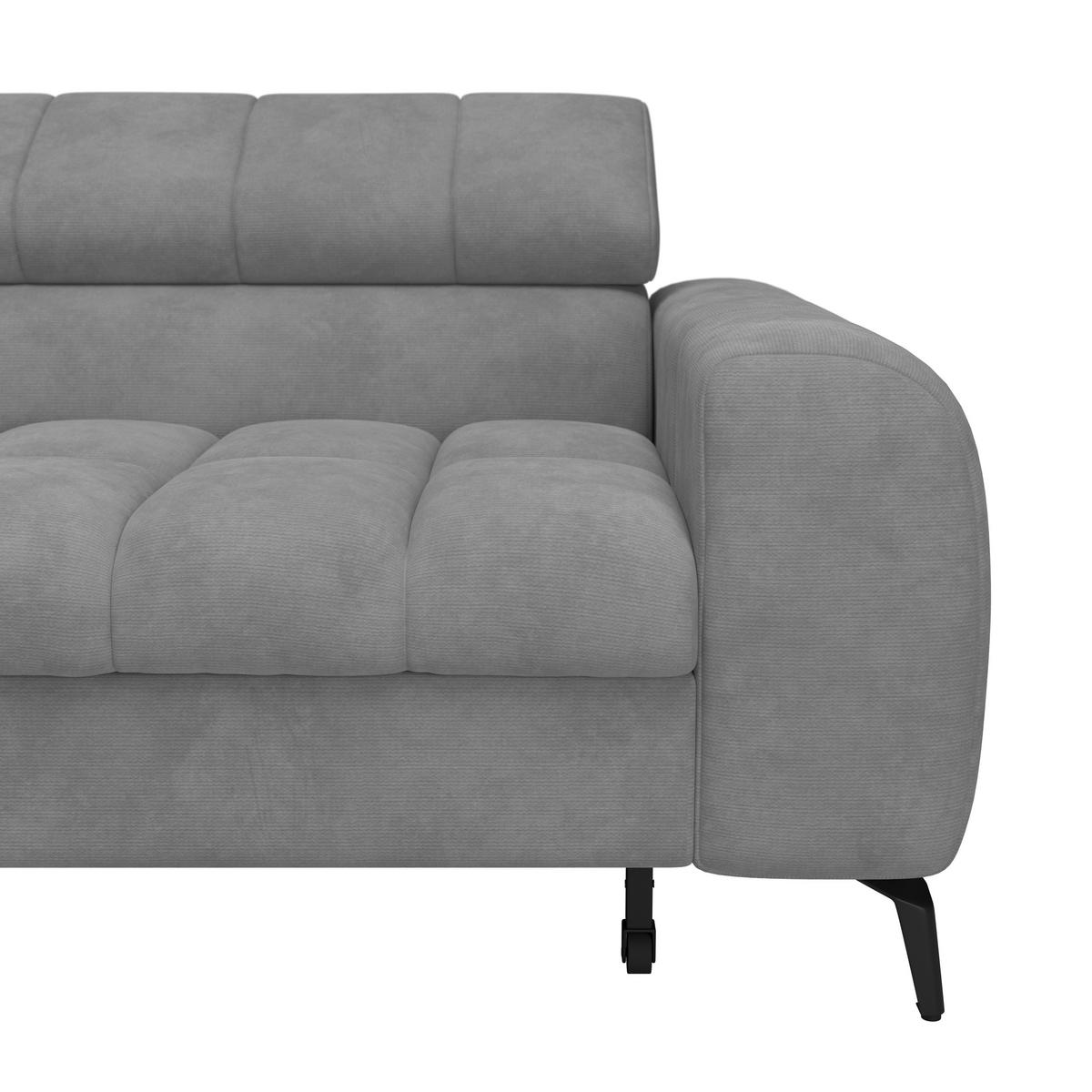 Ecksofa Volf Links New Hellgrau, S: 203x261 Cm - Hellgrau/Schwarz, Trend, Kunststoff/Textil (203/261cm)