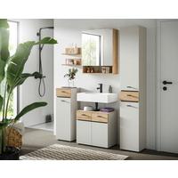 Badezimmer Aqua Kaschmir/Eichefarben B: 124cm - Kaschmir/Eichefarben, Trend, Glas/Holzwerkstoff (124cm) - MID.YOU