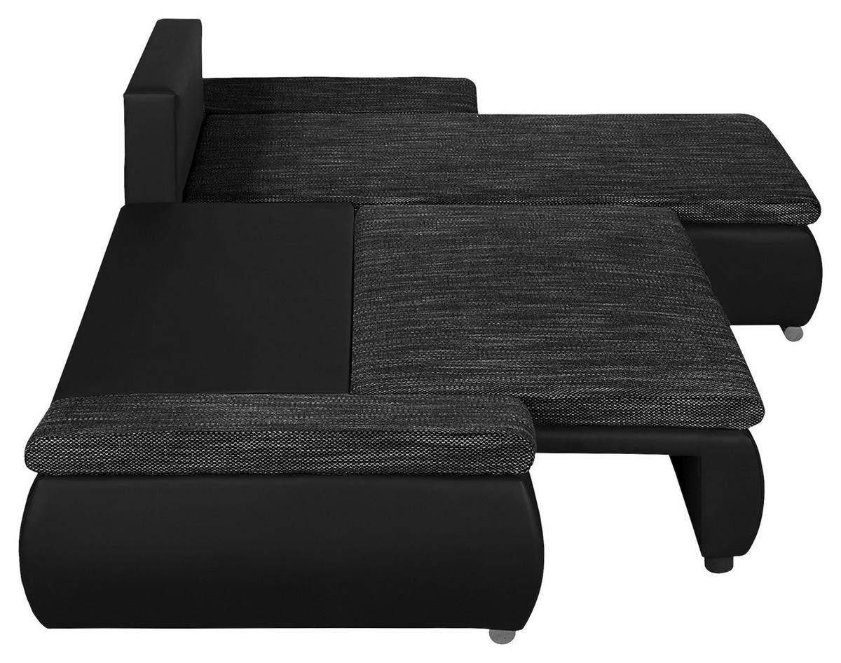 Ecksofa Acra Schwarz S: 266x175 Cm - Chromfarben/Schwarz, Design, Textil (266/175cm) - Livetastic