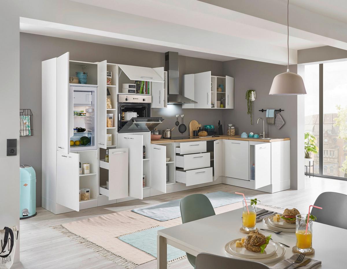 Eckküche Turin Weiß/Eiche Dekor 370x175 cm - Weiß/Eiche Artisan, Basics, Holzwerkstoff (370/175cm) - MID.YOU