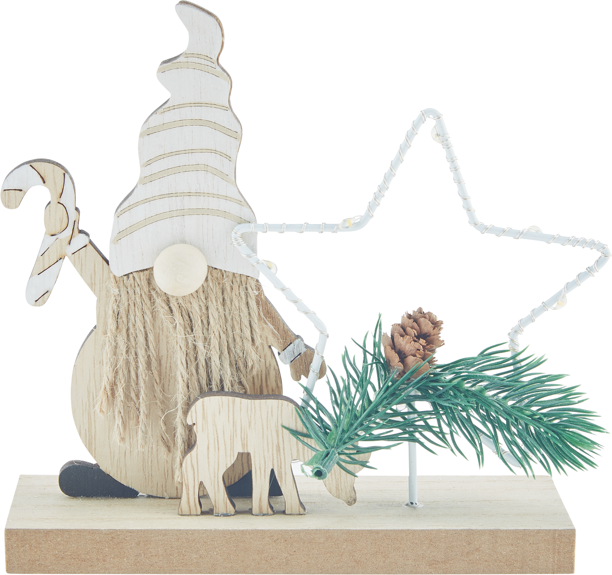 Weihnachtsdeko aus Holz, Metall und Kunststoff