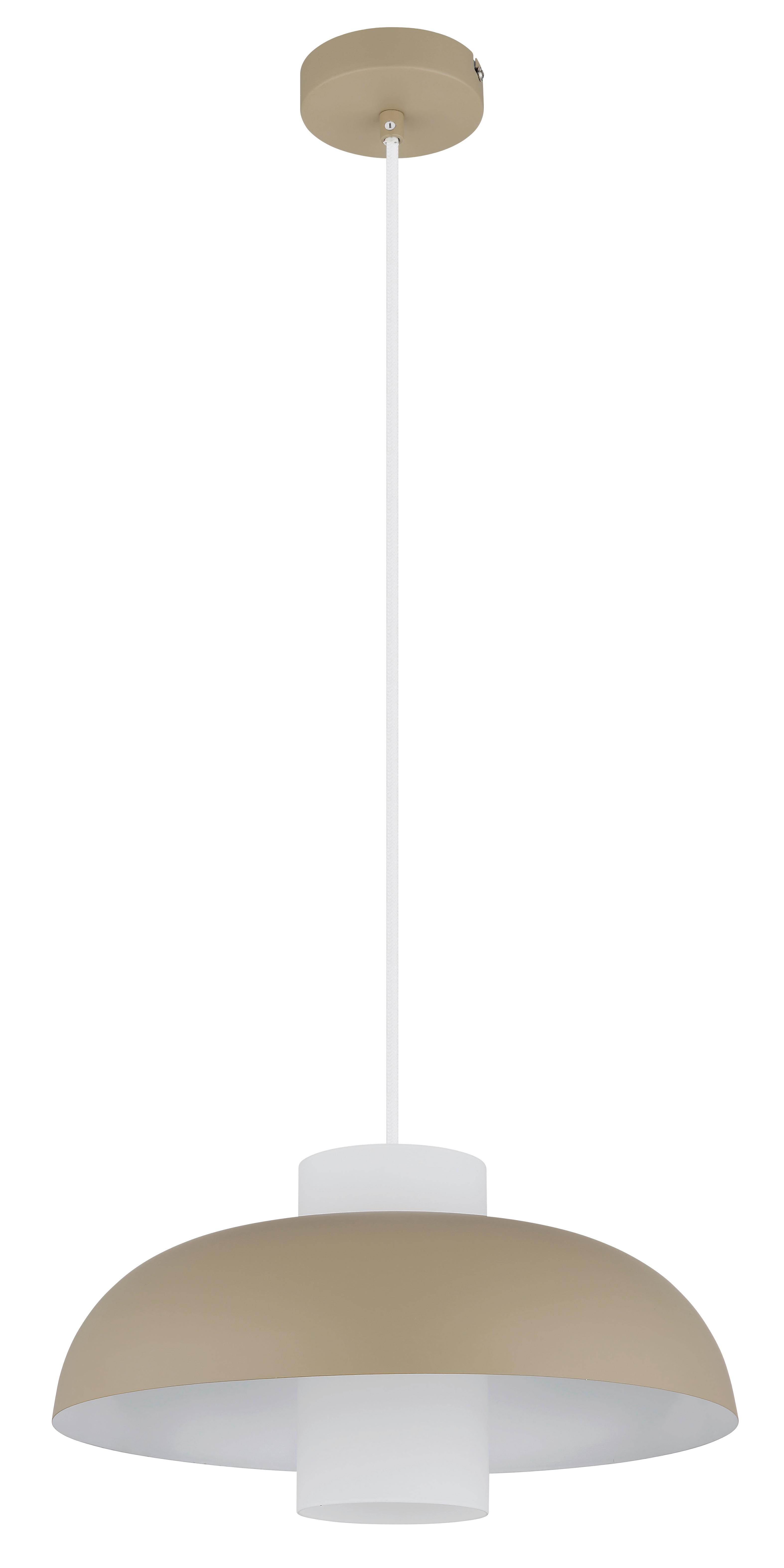 Hängeleuchte 15755sa - Sandfarben/Weiß, Trend, Glas/Textil (38/120cm) - Globo