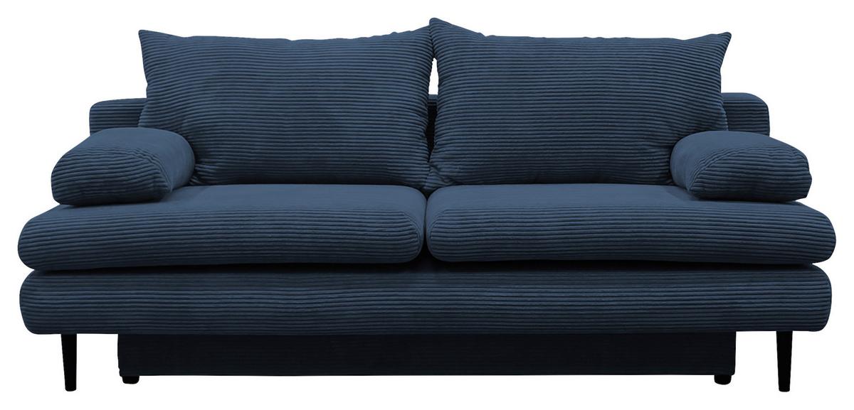 2-Sitzer-Sofa mit Schlaffunkt. Fiore + Bettkasten Blau - Schwarz/Dunkelblau, Design, Textil (202/85/99cm) - P & B