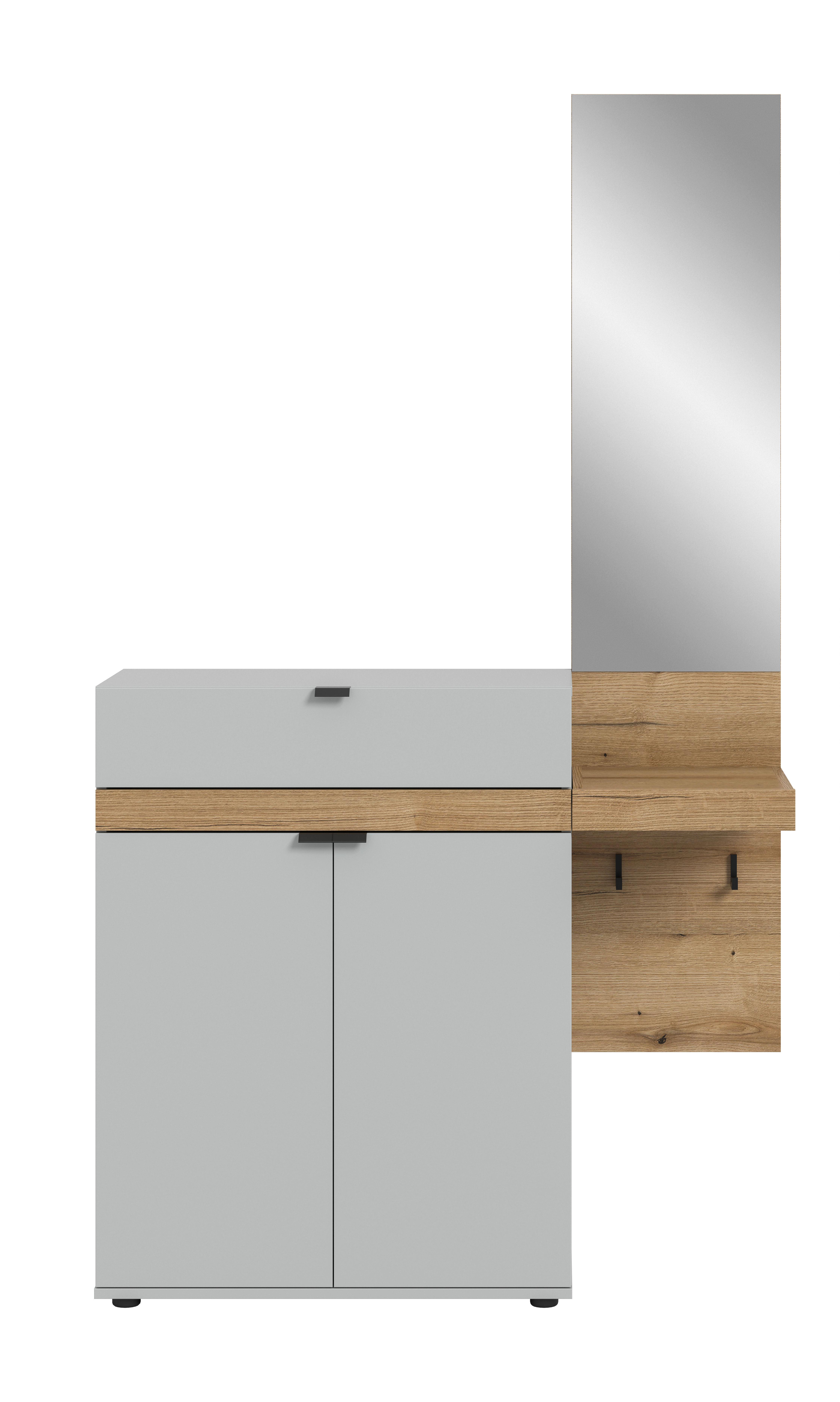Garderobe Naro Grau /Eiche dunkel Dekor B: 110cm - Eiche dunkel/Grau, Design, Holzwerkstoff (110/194/37cm) - Livetastic