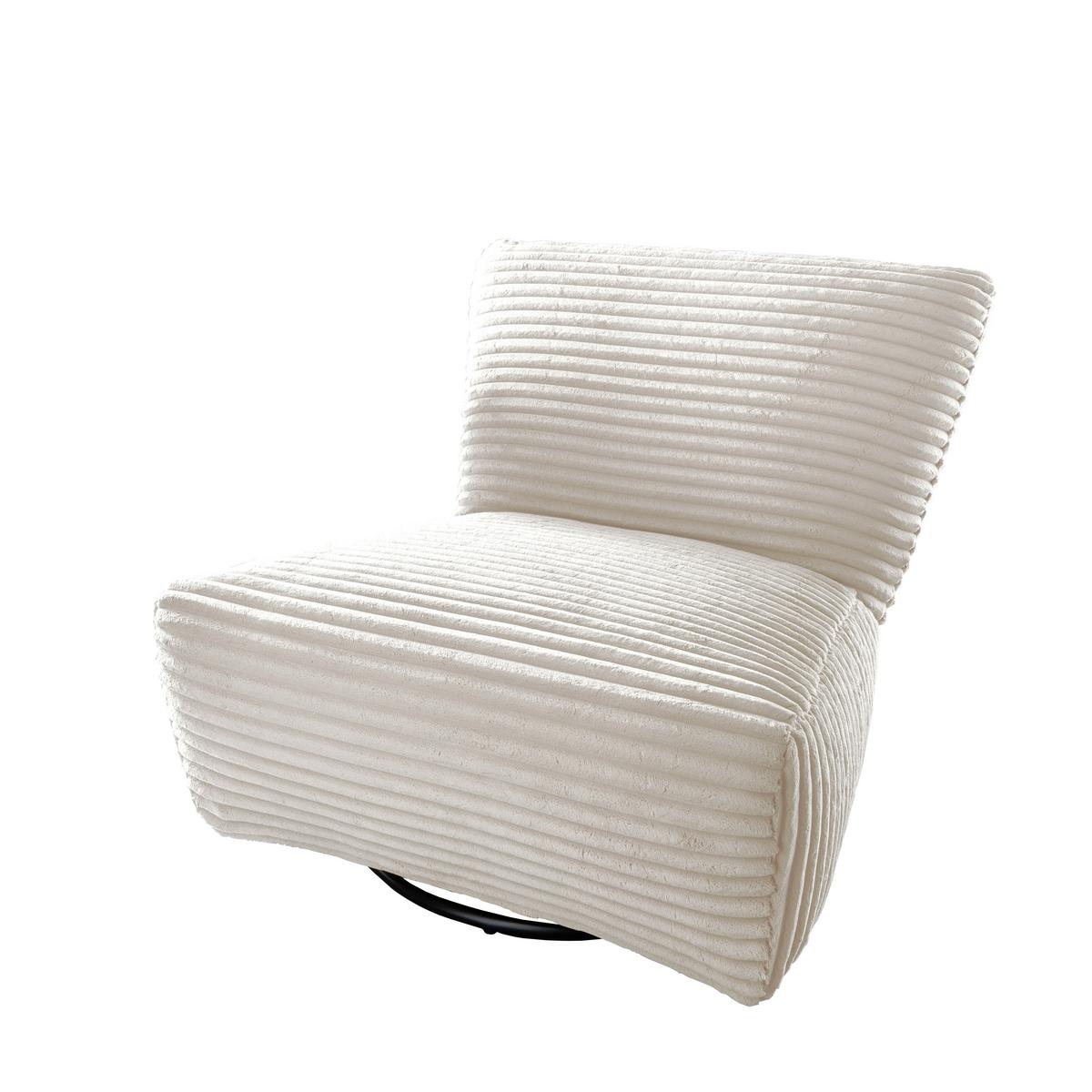 XXL-Sessel Cremallo Weiß 360° drehbar, B: 95 cm - Schwarz/Weiß, Trend, Textil (95/77/94cm) - Livetastic