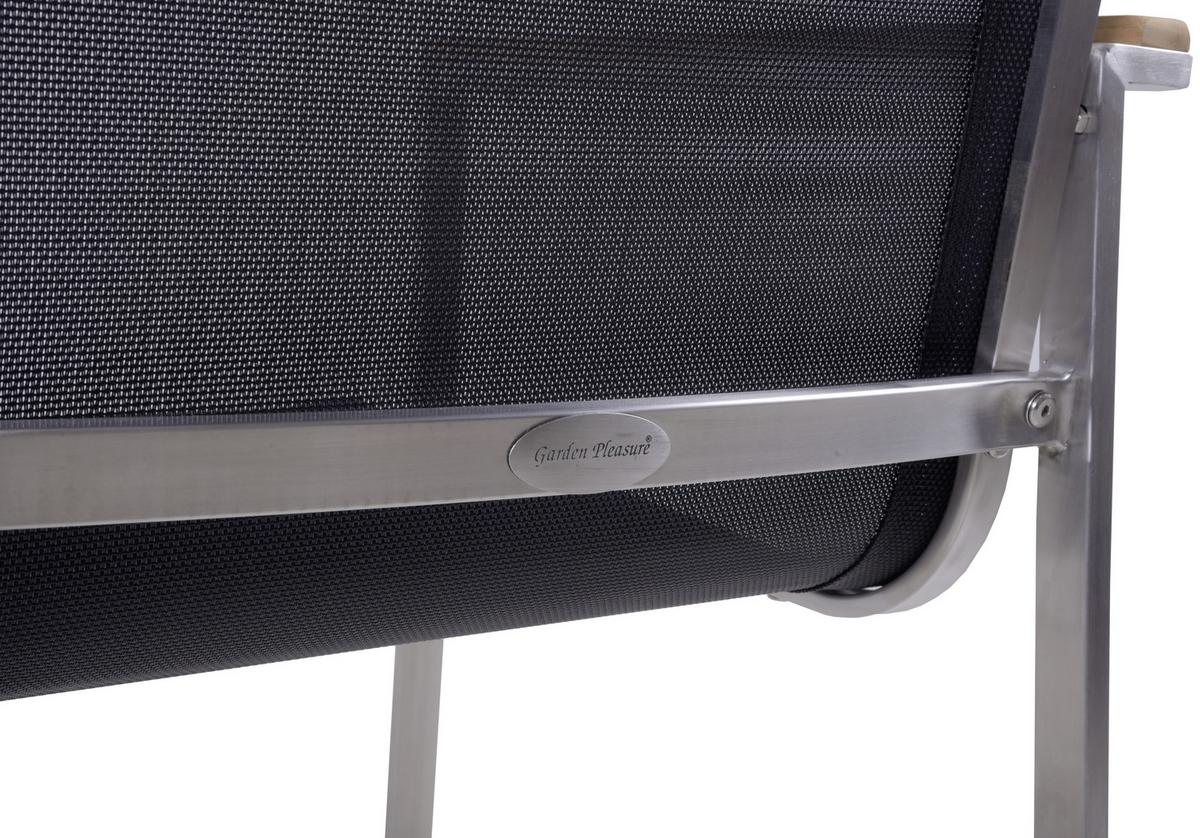 Gartenstuhl Stapelbar Denver 2er-Set Teakholz/edelstahl - Silberfarben/Schwarz, Basics, Holz/Kunststoff (58/86/55cm) - Gardenson