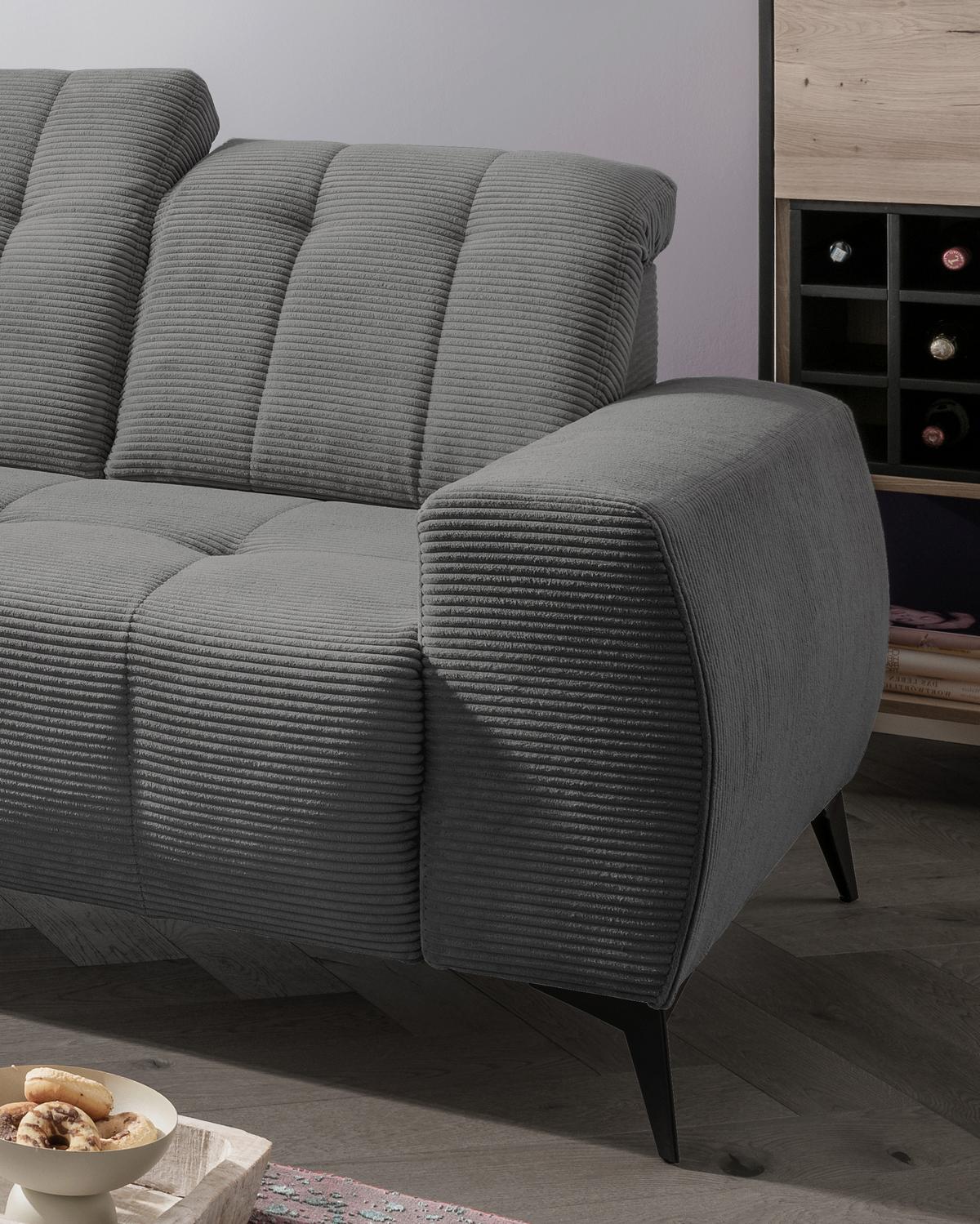 Ecksofa mit USB Anschluss Sano, Grau, S: 200x261 cm - Schwarz/Grau, MODERN, Textil (200/261cm) - Livetastic