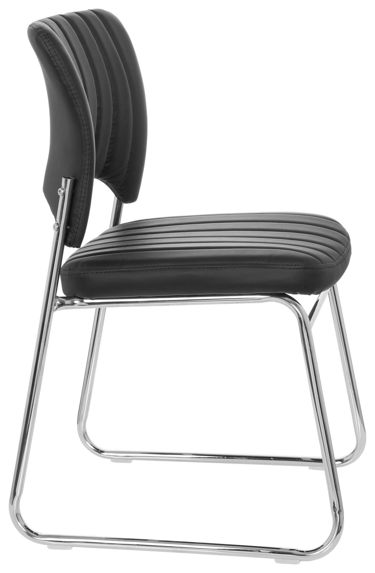 Besucherstuhl Caspi V Schwarz - Chromfarben/Schwarz, MODERN, Textil/Metall (44/82/52cm) - MID.YOU