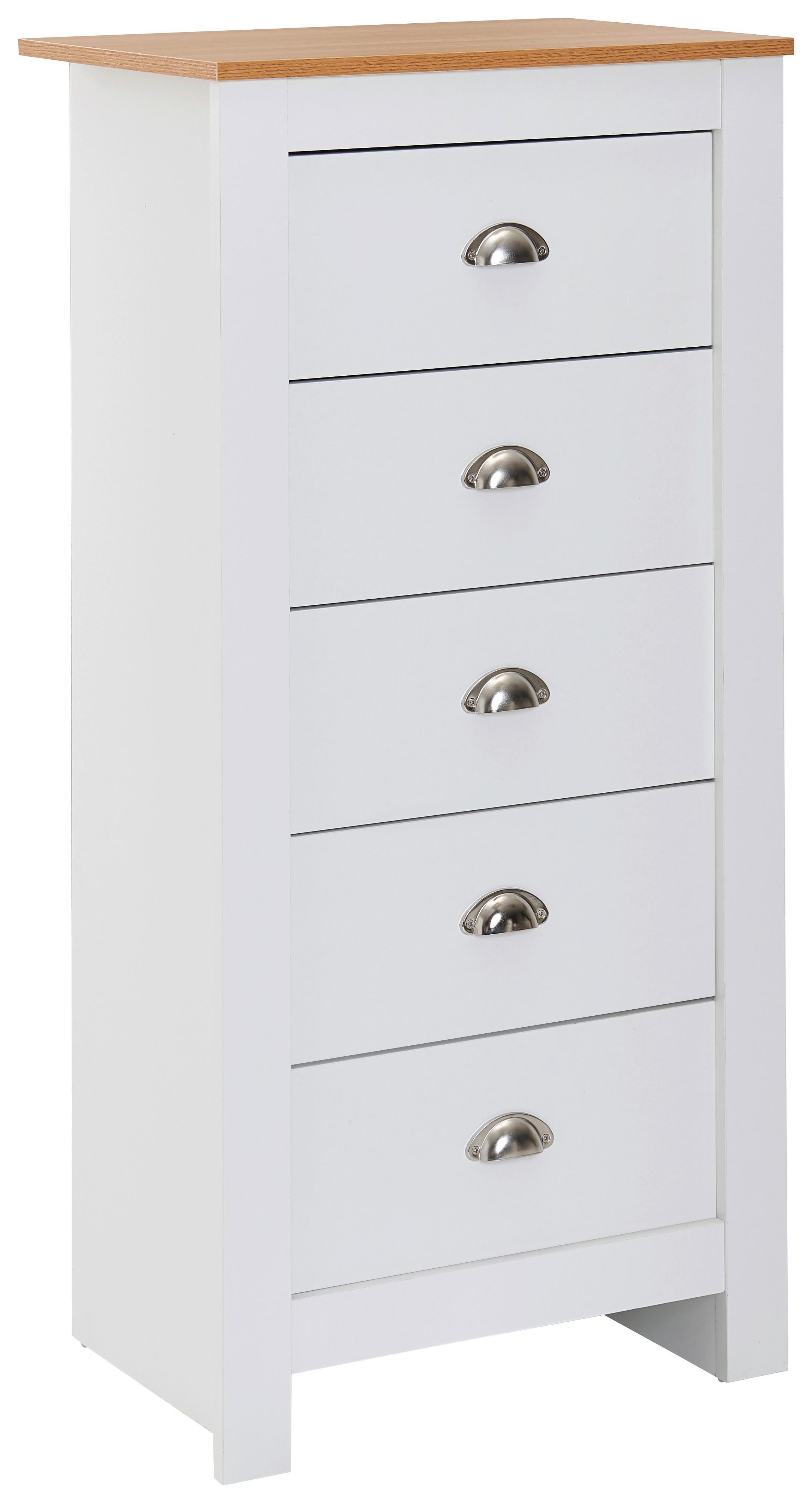 Vysoká komoda bílá - hnědá, Moderní, kompozitní dřevo (53/114/39cm) - MID.YOU