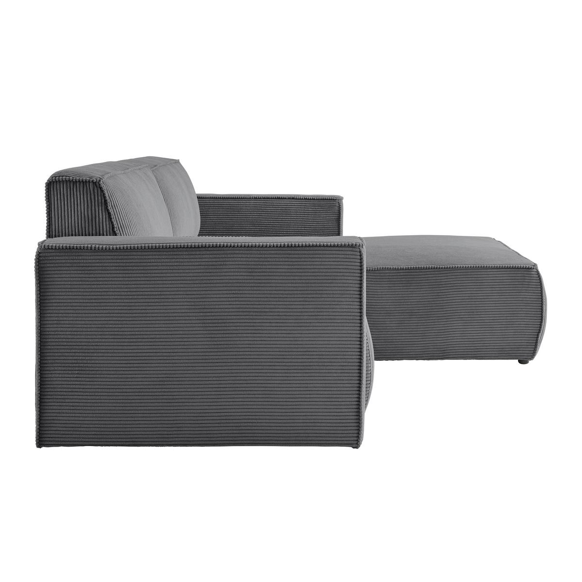 Rohová sedačka LOFT, pravá, antracitový manšestr - černá/světle zelená, Moderní, textil/plast (265/75/172cm) - Mömax