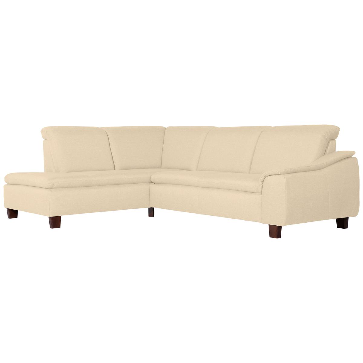 Ecksofa Aaron Beige Flachgewebe - Beige/Nussbaumfarben, Design, Textil (247/82/187cm) - Max Winzer