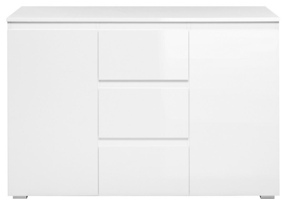 Kommode Capetown Melamin Weiß, B: 120 Cm - Silberfarben, Trend, Holzwerkstoff (120/80,5/40cm)