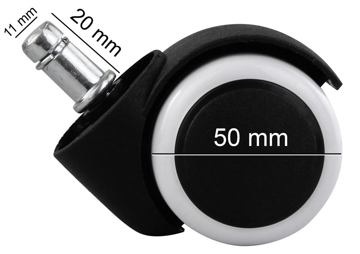 Bürostuhlrollen Ø 5 cm Schwarz/Weiß 5er-Set - Schwarz/Weiß, Basics, Kunststoff (5cm) - MID.YOU