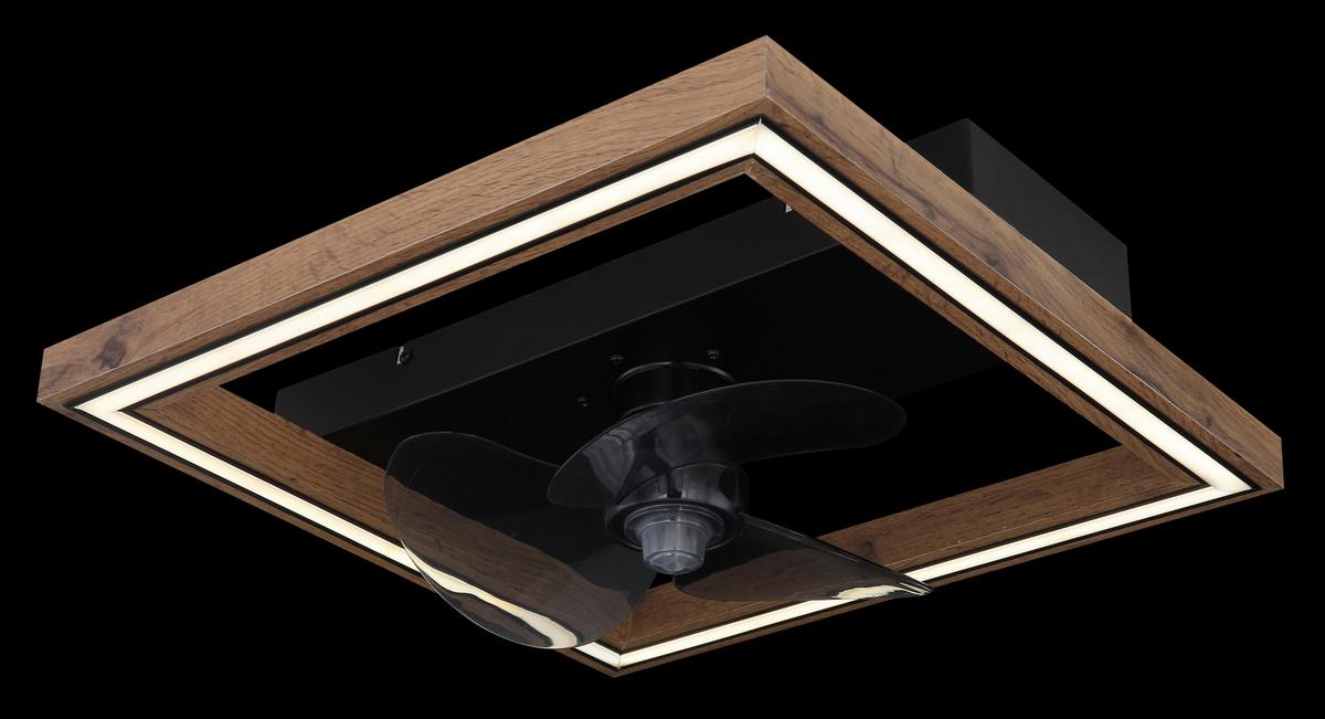 Deckenventilator 03659 - Dunkelbraun/Opal, Natur, Holzwerkstoff/Kunststoff (44/44/13,5cm) - Globo
