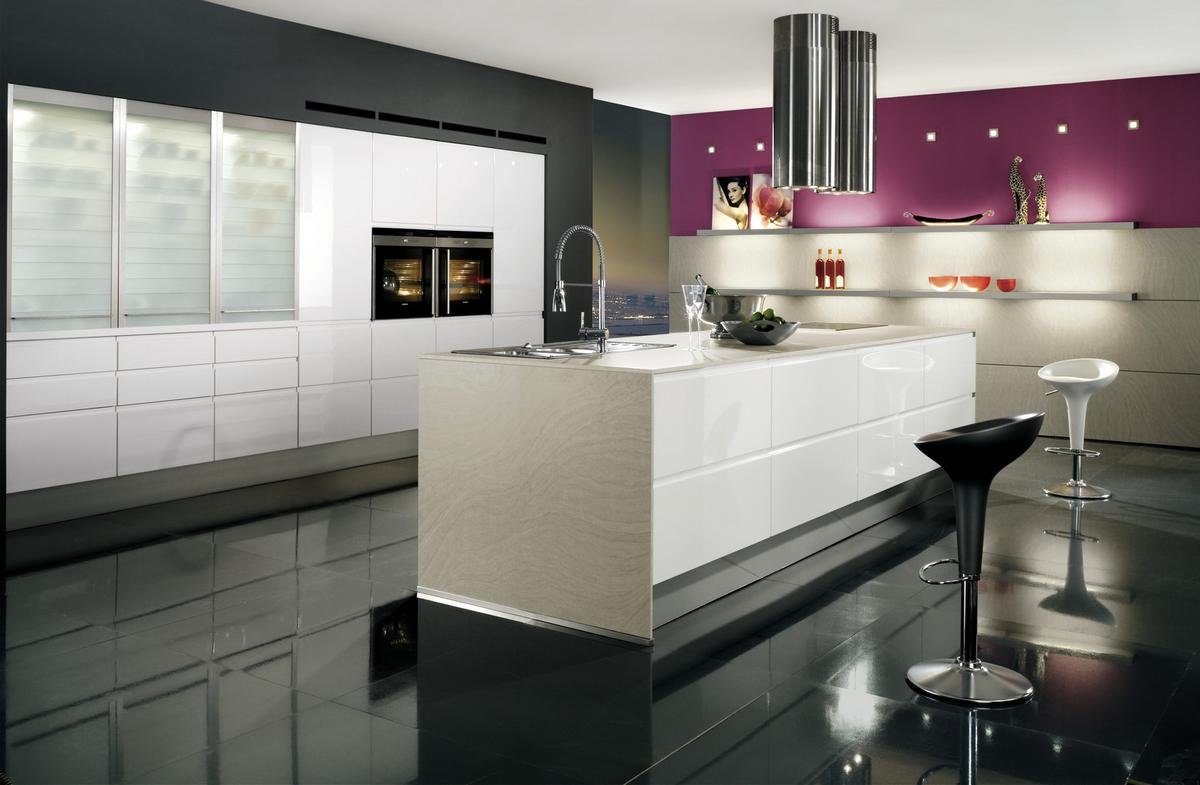 Einbauküche Panama Frei Planbar Modern, Grifflos - Weiß, MODERN, Holzwerkstoff - Vertico