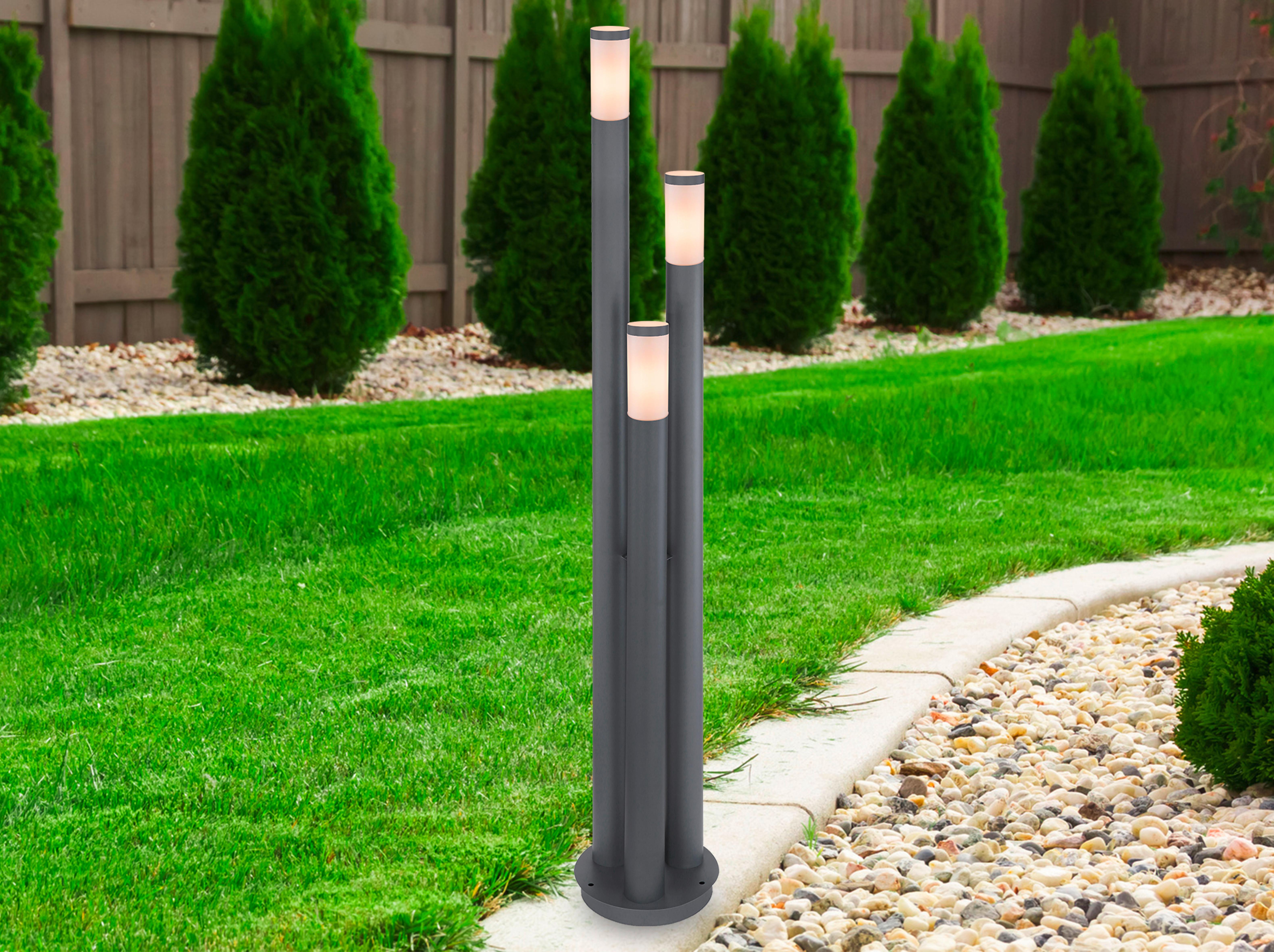 Außenleuchte Boston 60 Watt Edelstahl - Anthrazit/Opal, Basics, Kunststoff/Metall (28/170cm) - Globo