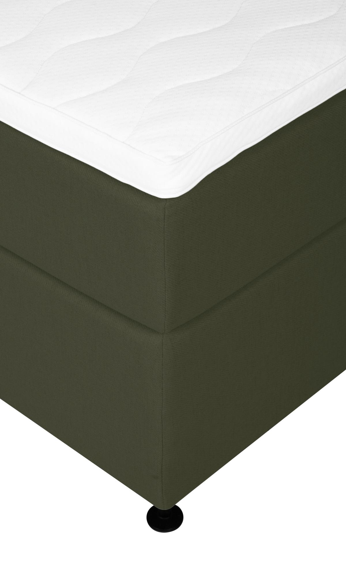 Boxspringbett Wels 140x200 cm D.grün inkl. Topper - Dunkelgrün/Schwarz, MODERN, Textil (140/200cm) - MID.YOU
