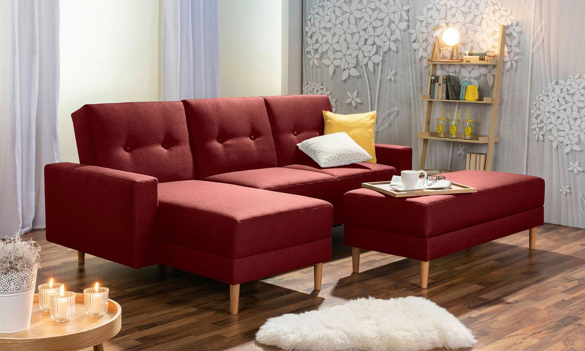 Eckschlafsofa Just Cool - Rot/Erlefarben, Design, Textil (230/93/152cm) - Max Winzer