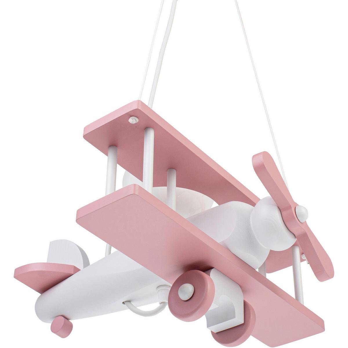 Kinderhängeleuchte 1041122 Flugzeug - Rosa/Weiß, KONVENTIONELL, Holz (42/45/75cm)