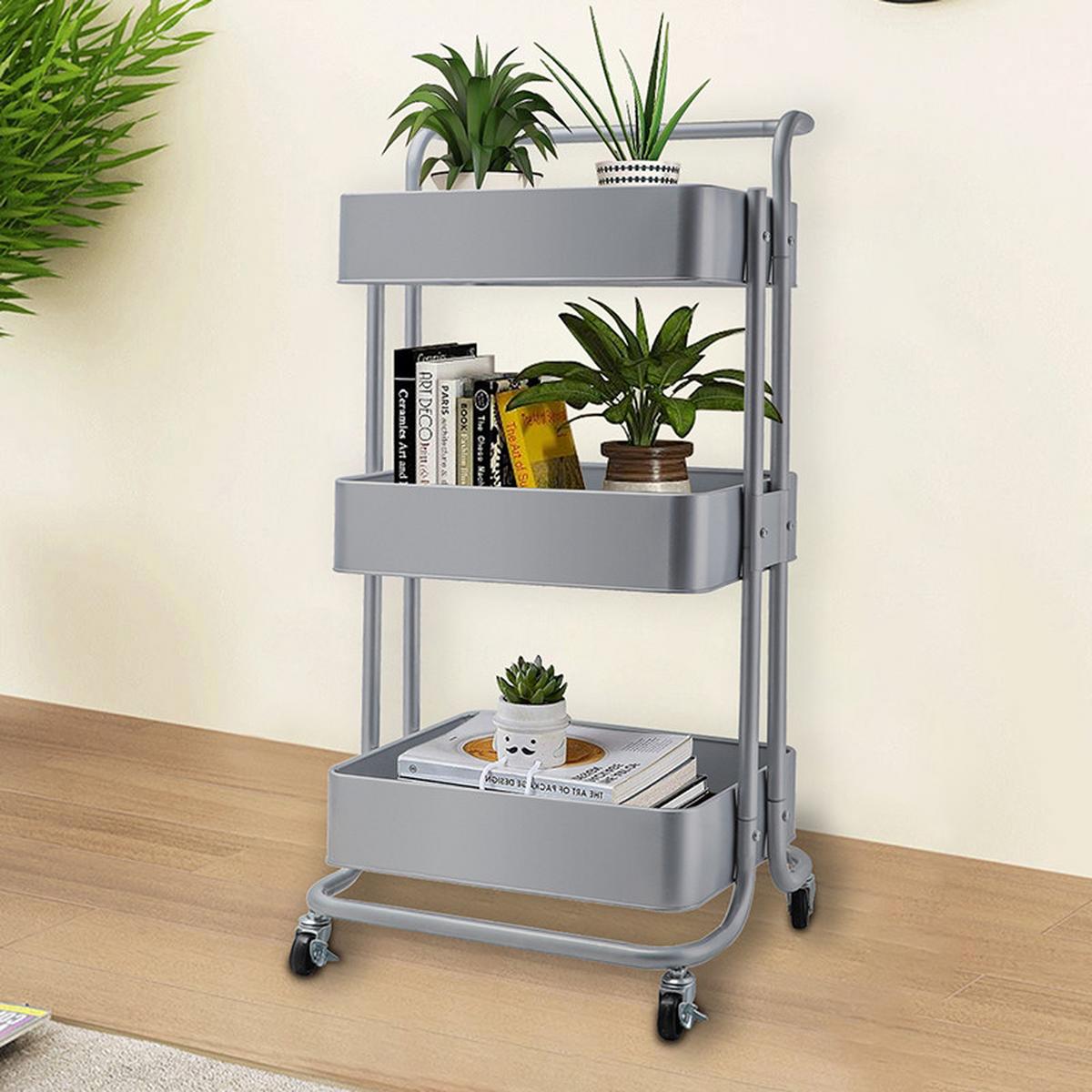 Servierwagen Danao - Silberfarben/Silbereichenfarben, Basics, Metall (43/32/86cm) - Echtwerk