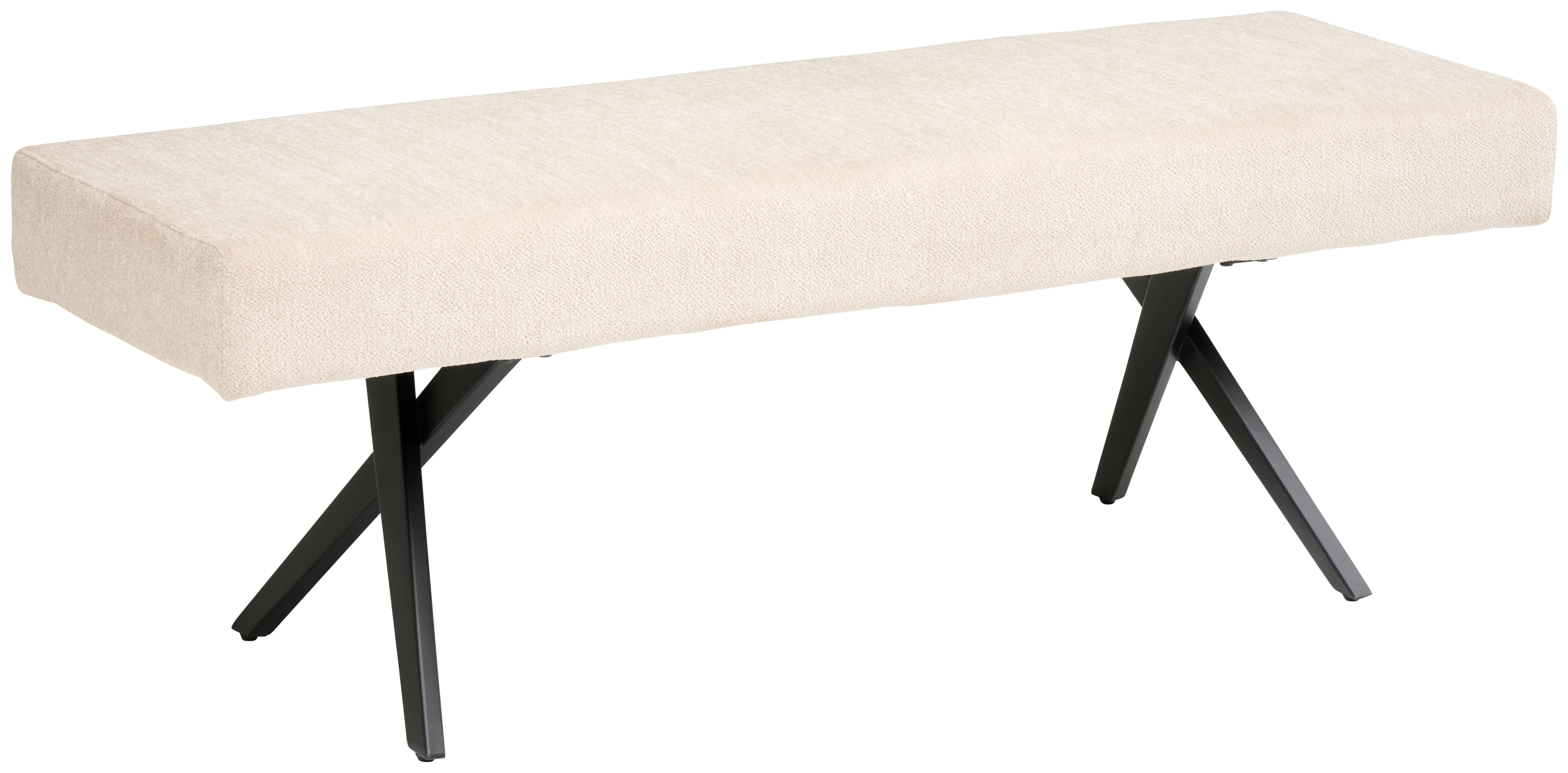Sitzbank Chios Leinenopti beige, B: 140cm - Beige/Schwarz, KONVENTIONELL, Textil/Metall (140/49/47cm) - MID.YOU