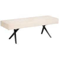 Sitzbank Chios Leinenopti beige, B: 140cm - Beige/Schwarz, KONVENTIONELL, Textil/Metall (140/49/47cm) - MID.YOU