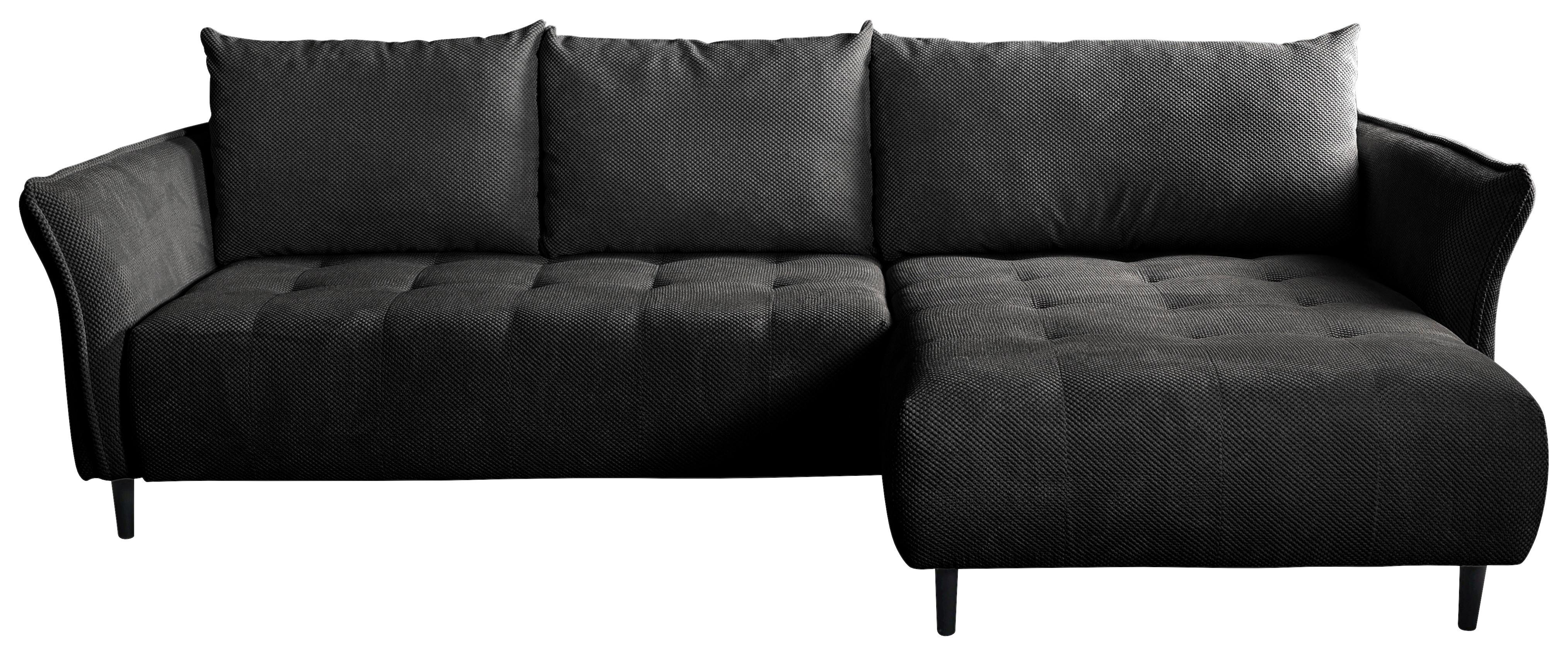 Ecksofa mit Schlaffunktion & Bettkasten Monte Carlo Schwarz - Schwarz, Trend, Textil (290/160cm)