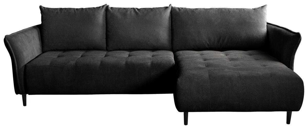 Ecksofa mit Schlaffunktion & Bettkasten Monte Carlo Schwarz - Schwarz, Trend, Textil (290/160cm)