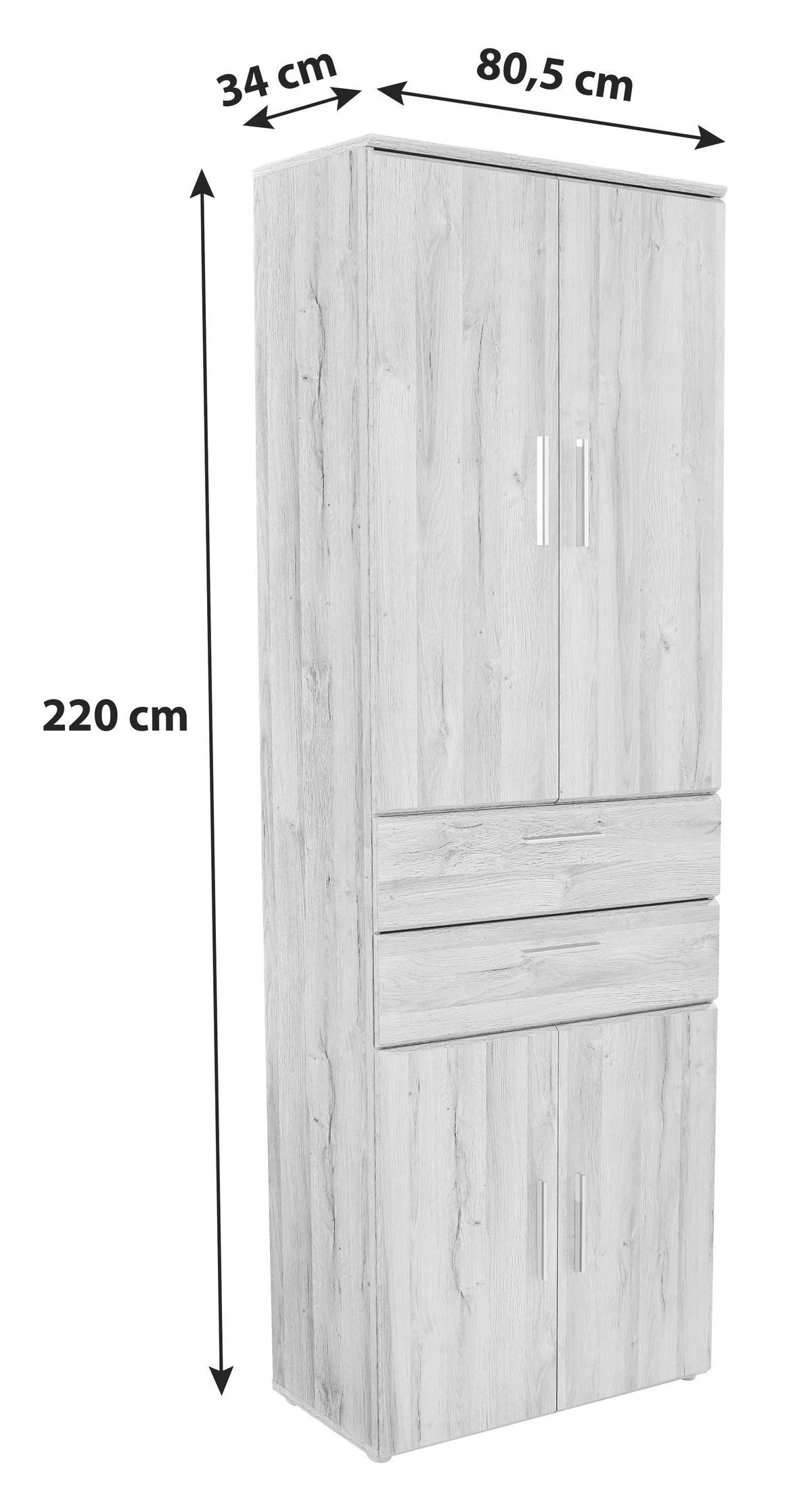 Aktenschrank Mindi Eiche Dekor B 80,5 cm - Eichefarben, MODERN, Holzwerkstoff/Kunststoff (80,5/219,9/34,1cm)