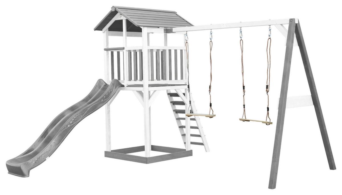 Spielturm A025.122.82 - Weiß/Grau, KONVENTIONELL, Holz/Kunststoff (356,6/241,9/349cm) - Ambia Garden