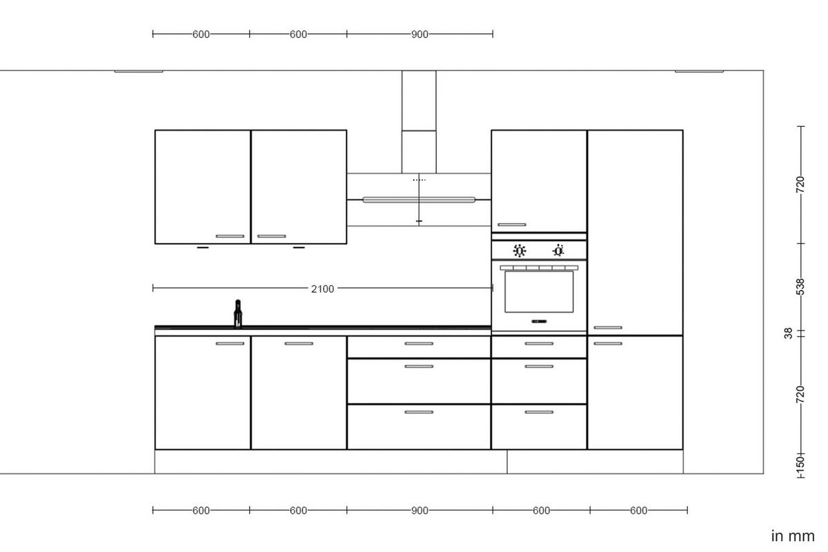 Küchenleerblock Easytouch High-Line, H8 Rechts - Dunkelgrün/Eichefarben, MODERN, Holzwerkstoff (330cm) - Nobilia